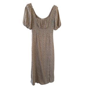 Dainty Floral Womens Midi Dress Size S Regency Romantic Bohemian Hippie Coastal‎